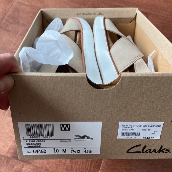Clarks Elayne Cross Sandals (Sand Suede) - Picture 5 of 8